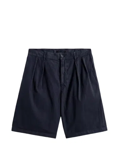 Aspesi Bermuda Pleated Shorts In Blue