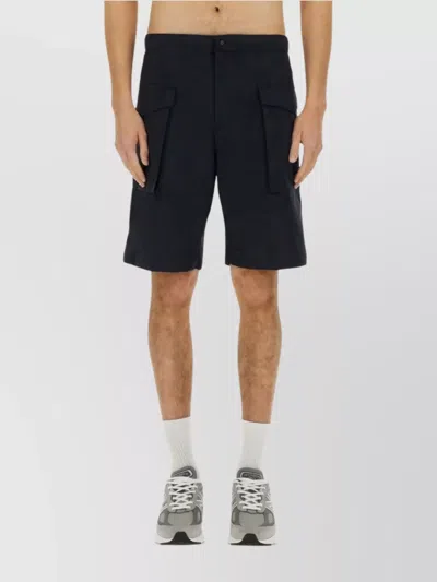 Aspesi Bermuda Shorts With Elastic Waistband And Pockets In Blue