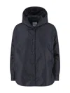 Aspesi Relaxed Fit Black Polyamide Jacket With Hood In Black
