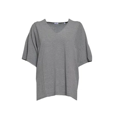 Aspesi Black And White Striped Cotton Silk Knit T-shirt