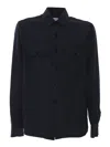Aspesi Black Button-up Shirt With Chest Pockets In Blue
