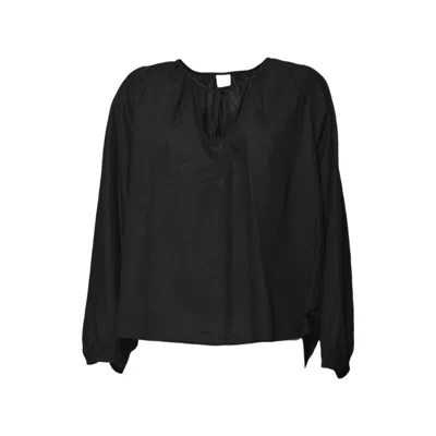 Aspesi Black Crew Neck Linen Blouse
