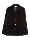 Aspesi Black Jacket In Silk Mixed Velvet In Black