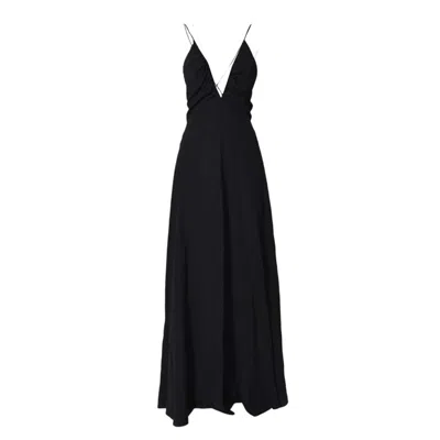 ASPESI ASPESI BLACK SILK CRÊPE DE CHINE LONG DRESS