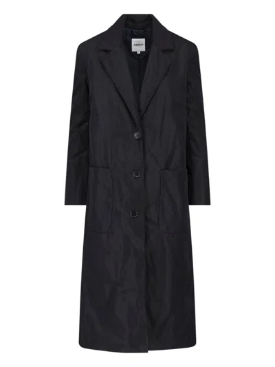 Aspesi Black Single-breasted Technical Fabric Coat
