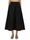 Aspesi Black Solid Midi Skirt In Black