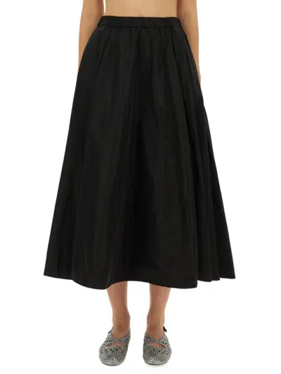 Aspesi Black Solid Midi Skirt
