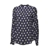 Aspesi Floral-print Viscose Crepe Blouse With Pleated Back In Blue