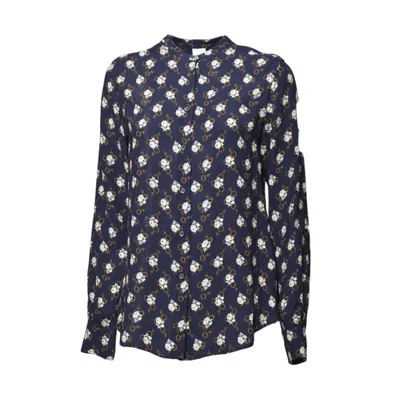 ASPESI ASPESI BLOUSE KOREAN COLLAR VISCOSE BLUE FLORAL PRINT
