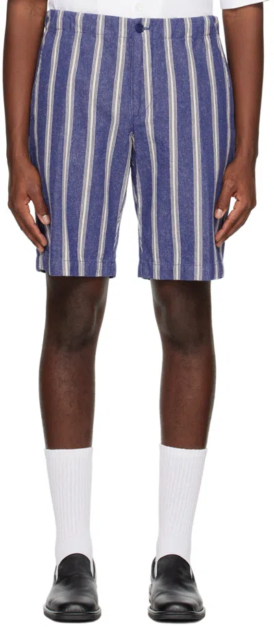 Aspesi Straight-leg Slub Cotton And Linen-blend Bermuda Shorts In 20092 - Riga Blu / B
