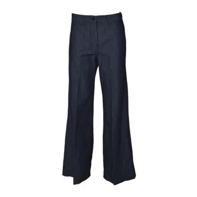 Aspesi Blue Cotton Denim Wide-leg Trousers