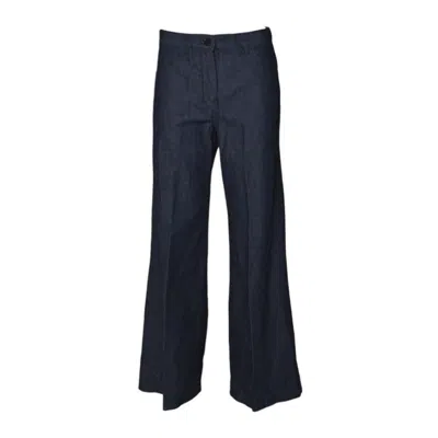 Aspesi Blue Cotton Denim Wide-leg Trousers