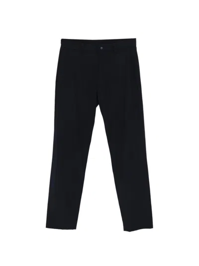 Aspesi Blue Cotton Straight-leg Trousers  In Black