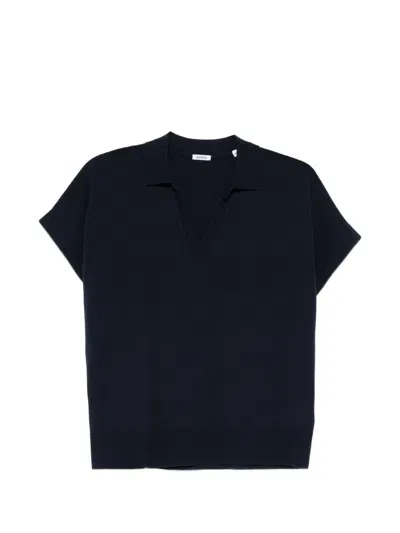 Aspesi Blue Cotton V-neck Polo Shirt