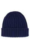 Aspesi Knit Ribbed Folded Cuff Hat In Blue