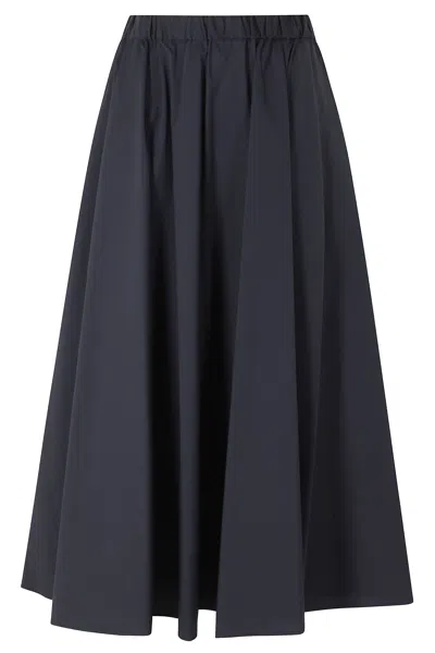 Aspesi Blue Long Elastic-waist Cotton-blend Flared Skirt