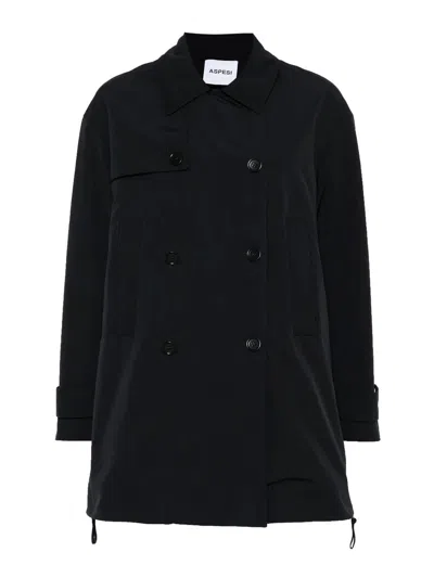 Aspesi Scarlett Trench Coat In Dark Blue