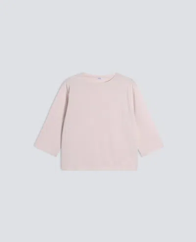 Aspesi Boat Neck Sweater In Pure Striped Cotton In Pink