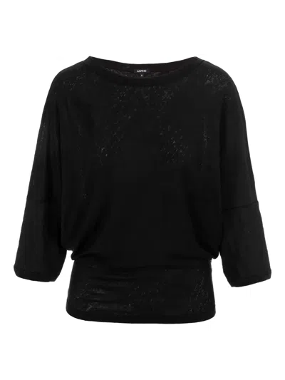 Aspesi Boat-neck T-shirt In Black