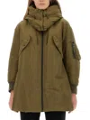 Aspesi Long Hooded Padded Coat Pockets In Green