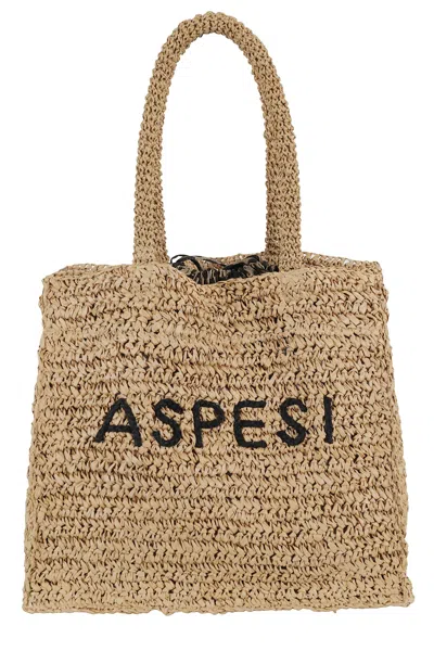 Aspesi Top Handle Tote Bag In Beige