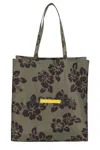 Aspesi Hibiscus-printed Nylon Shopper Bag In Militare