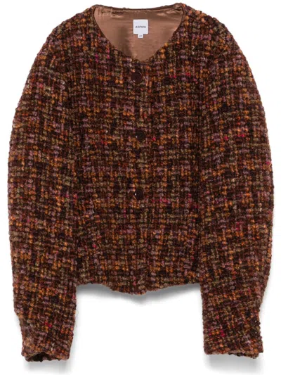 Aspesi Bouclé Jacket In Brown