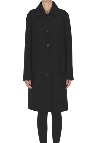 Aspesi Bouclè Wool Cloth Coat In Black