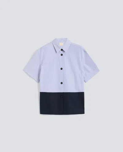 Aspesi Boxy Cotton Poplin Shirt - Aa Capsule Collection In Blue