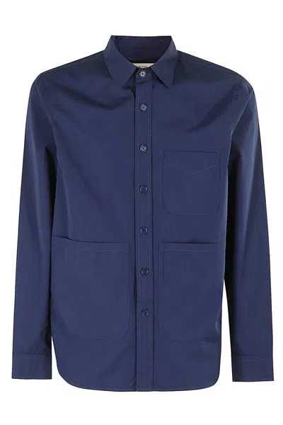 Aspesi Boxy Fit Cotton Shirt With Classic Collar In Blue