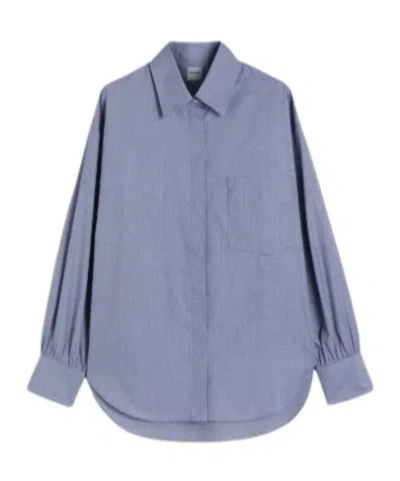 Aspesi Cotton Pinpoint Masculine Shirt In Blue