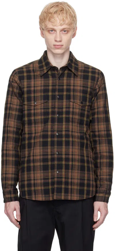 Aspesi Long-sleeve Plaid Shirt In 40225 - Marrone / Br