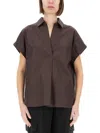 Aspesi Boxy Collared Pleated Short Sleeves Shirt