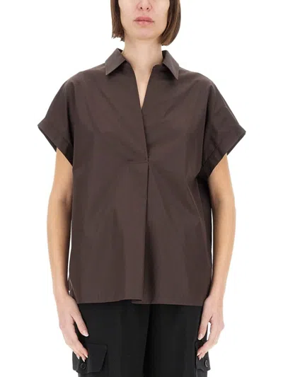 Aspesi Brown Cotton Shirt With Structured Collar