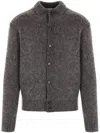 Aspesi Brushed-finish Wool Cardigan In Grey