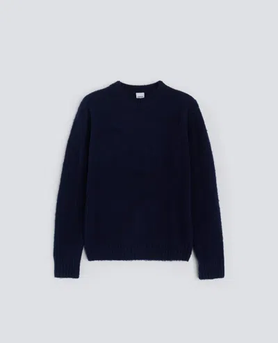 Aspesi Brushed Wool Crew-neck Jumper In Blue