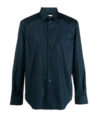 Aspesi Buckle Long-sleeved Shirt In Blue