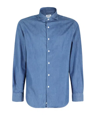 Aspesi Buckle Long-sleeved Shirt In Blue