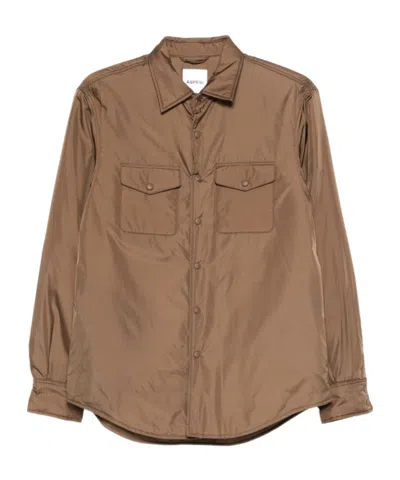 Aspesi Buckle Long-sleeved Shirt In Brown