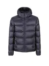 Aspesi Nylon Down Jacket With Hood And Pockets In Blue