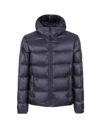 Aspesi Nylon Down Jacket With Hood And Pockets In Blue