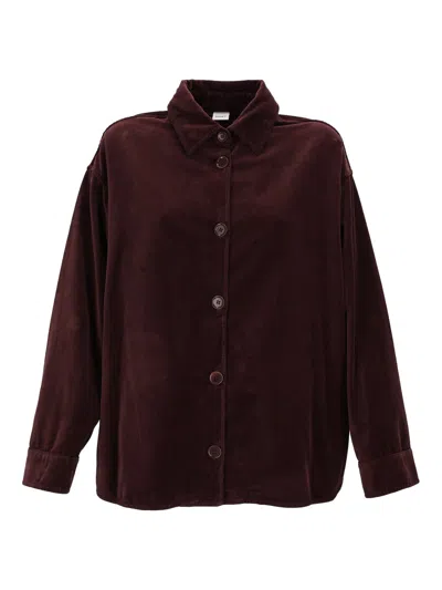 Aspesi Corduroy Button-down Jacket In Brown