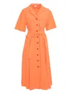 Aspesi Button-down Belted Dress In Orange
