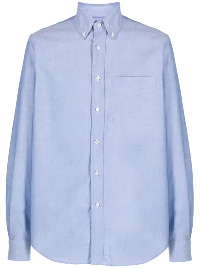 Aspesi Button-down Collar Cotton Shirt In Blue