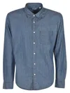 Aspesi Button-down Cotton Shirt With Chest Pocket In Blue