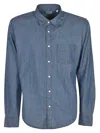 Aspesi Button-down Cotton Shirt With Chest Pocket In Blue
