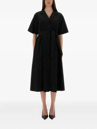 ASPESI BUTTON-FASTENING BELTED MAXI DRESS