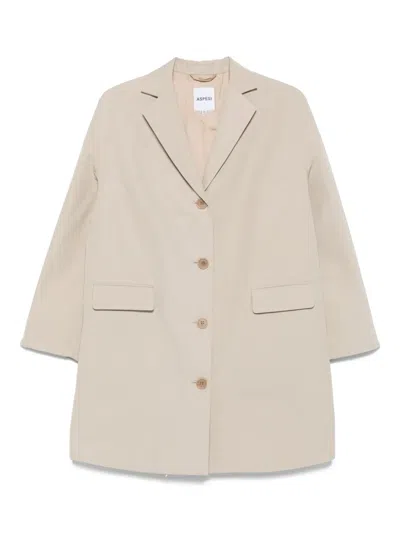 Aspesi Button-fastening Coat In Brown
