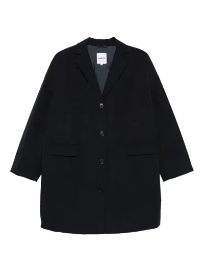 Aspesi Button-fastening Notched-lapel Coat In Black