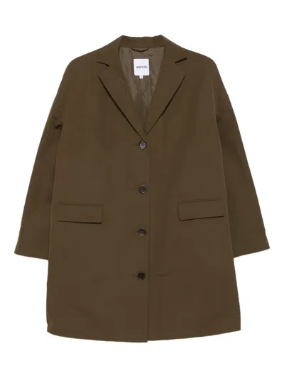 Aspesi Button-front Notched-lapel Coat In Green